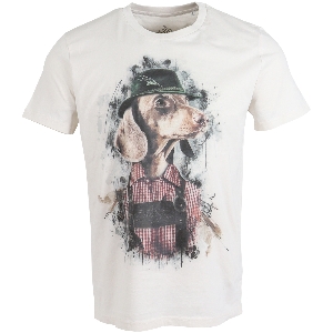 AKAH เสื้อเชิ้ตและเสื้อยืดสำหรับกลางแจ้ง von AKAH ALMTRACHT T-Shirt Dackel mit Hut, beige 83812005